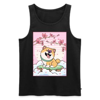 Esthétique japonaise Mignon Shiba Inu Cherry Blossom Gesc - Débardeur bio Premium Homme - noir - Devant - Michal (187cm)