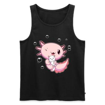 Kawaii Axolotl Pun Cat Lover Cadeau - Débardeur bio Premium Homme - noir - Devant - Michal (187cm)