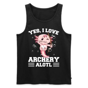 Kawaii Axolotl Archer Yes I Love Archery Alotl Ges - Men's Premium Organic Tank Top - black - Front - Michal (187cm)