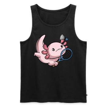 Kawaii Axolotl Pun Lustig Badminton Spieler Gesche - Männer Premium Bio Tank Top - Schwarz - Vorne - Michal (187cm)