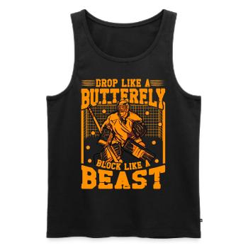 Drop like a butterfly Block like a Beast - Männer Premium Bio Tank Top - Schwarz - Vorne - AI Model Male 178 light (178cm)
