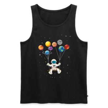 Astronautes de la Galaxie Planète Terre Swing Space - Débardeur bio Premium Homme - noir - Devant - Michal (187cm)