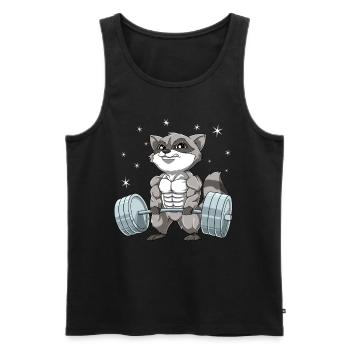 Waschbär Gewichtheben Fitness-Studio - Männer Premium Bio Tank Top - Schwarz - Vorne - Michal (187cm)