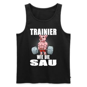 Trainier wie die Sau für einen Tierliebhaber - Männer Premium Bio Tank Top - Schwarz - Vorne - Michal (187cm)