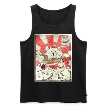 Maneki Neko Ramen Stamp Japanese Aesthetic G - Men's Premium Organic Tank Top - black - Front - Michal (187cm)