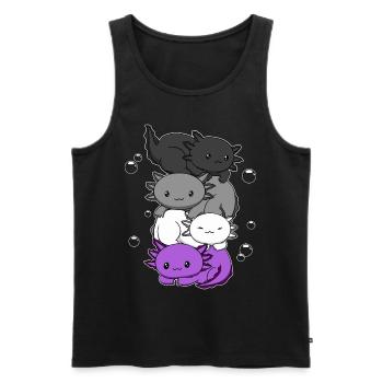 Kawaii Axolotl Bunch Asexual Pride Flag Gesch - Men's Premium Organic Tank Top - black - Front - Michal (187cm)