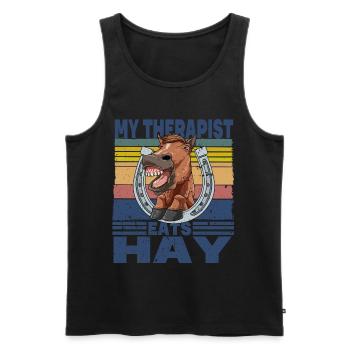 My Therapist Eats Hay - Männer Premium Bio Tank Top - Schwarz - Vorne - Michal (187cm)