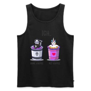 Ich ohne Kaffee Ich mit Kaffee Kaffetrinker Spruch - Männer Premium Bio Tank Top - Schwarz - Vorne - AI Model Male 178 light (178cm)
