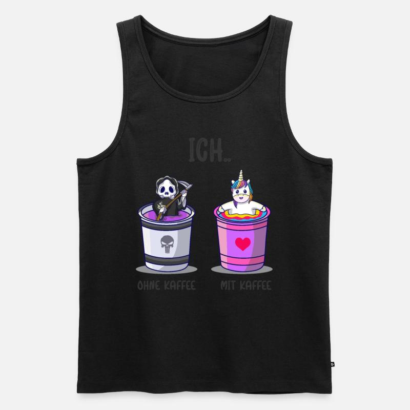 Ich ohne Kaffee Ich mit Kaffee Kaffetrinker Spruch - Männer Premium Bio Tank Top - Schwarz