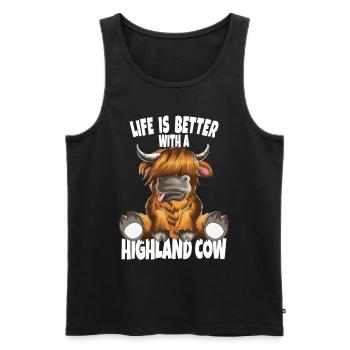 Life is better with a Highland Cow Schottische Kuh - Männer Premium Bio Tank Top - Schwarz - Vorne - AI Model Male 178 light (178cm)