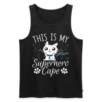 Ovarian Cancer Cat This is My Superhero Umhan - Men's Premium Organic Tank Top - black - Front - AI Model Male 178 light (178cm)