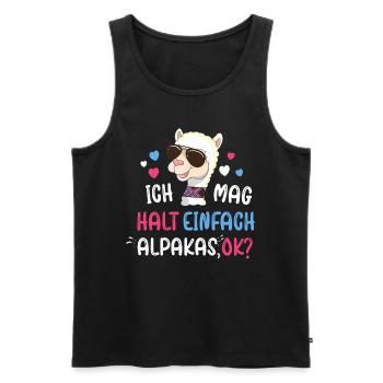 Ich liebe Alpakas Lama Liebhaber Alpakabesitzer - Männer Premium Bio Tank Top - Schwarz - Vorne - AI Model Male 178 light (178cm)