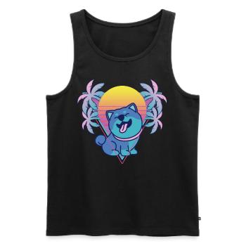 Shiba Inu Vaporwave Esthétique Rétro - Débardeur bio Premium Homme - noir - Devant - Michal (187cm)
