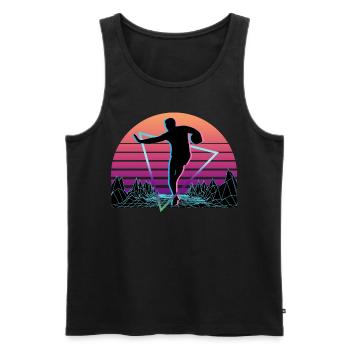 Joueur de rugby Vaporwave Esthétique Rétro - Débardeur bio Premium Homme - noir - Devant - Michal (187cm)