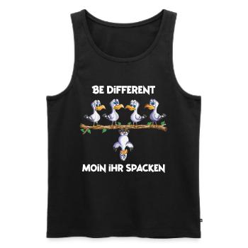 Mouettes Mouettes Seagulls Saying Moin ihr Spacken Allemagne du Nord - Débardeur bio Premium Homme - noir - Devant - Michal (187cm)