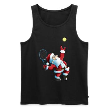 Weihnachtsmann Tennis Spiel Tennisschläger Xmas - Männer Premium Bio Tank Top - Schwarz - Vorne - Michal (187cm)