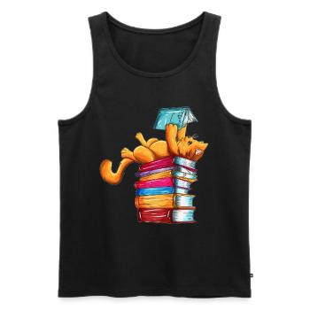Cats Books Newspaper Reader Reader Outfit - Men's Premium Organic Tank Top - black - Front - AI Model Male 178 light (178cm)