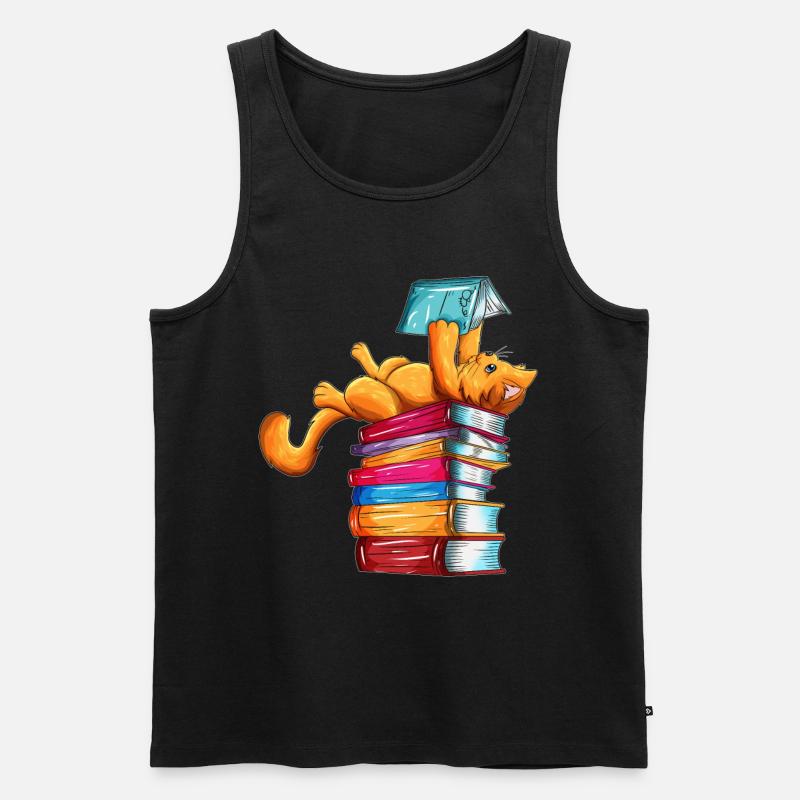 Cats Books Newspaper Reader Reader Outfit - Débardeur bio Premium Homme - noir