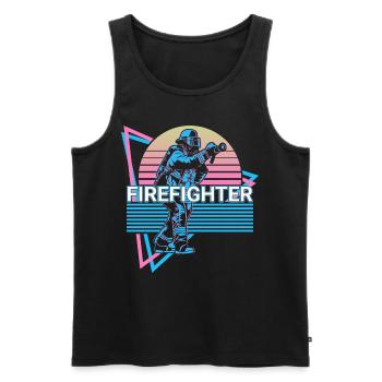 Firefighter Retro Gift - Men's Premium Organic Tank Top - black - Front - AI Model Male 178 light (178cm)