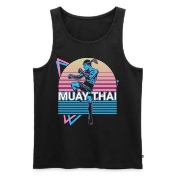 Muay Thai Retro Gift - Men's Premium Organic Tank Top - black - Front - Michal (187cm)
