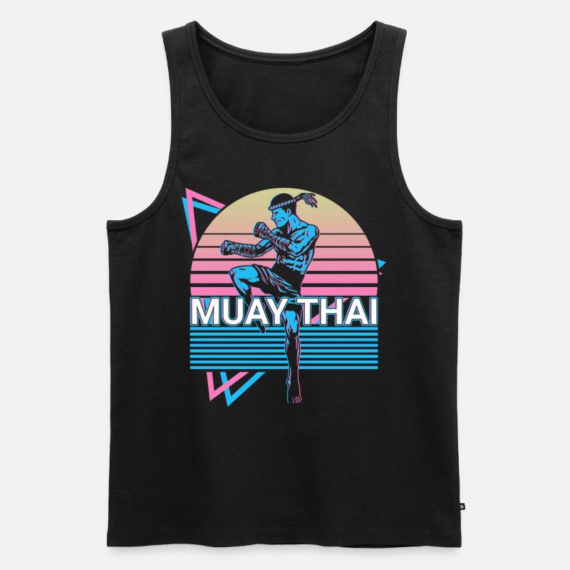 Muay Thai Retro Geschenk - Männer Premium Bio Tank Top - Schwarz