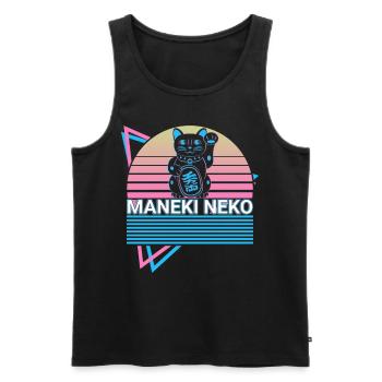 Maneki Neko Cat Retro Gift - Men's Premium Organic Tank Top - black - Front - AI Model Male 178 light (178cm)