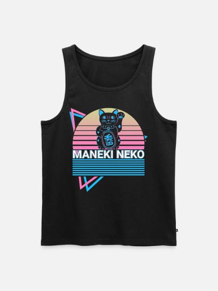 Maneki Neko Cat Retro Gift - Men's Premium Organic Tank Top - black