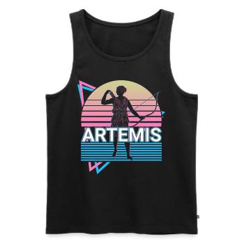 Artemis Greek Goddess of Hunting and the Moon - Men's Premium Organic Tank Top - black - Front - AI Model Male 178 light (178cm)