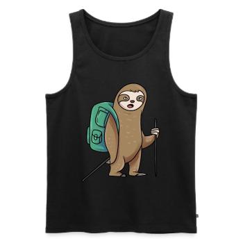 Fauler Wanderer Faultier Wandern - Männer Premium Bio Tank Top - Schwarz - Vorne - AI Model Male 178 light (178cm)