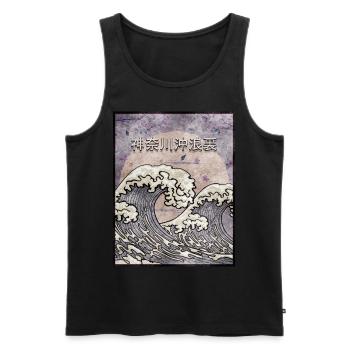 Kanagawa Wave Japanese Aesthetic Vintage Gift - Men's Premium Organic Tank Top - black - Front - Michal (187cm)