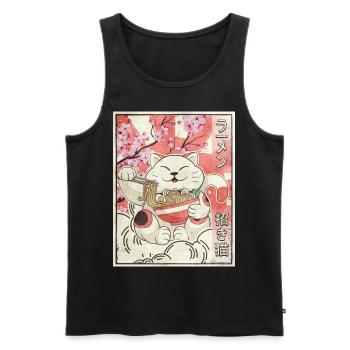 Maneki Neko Cat Ramen Japanese Aesthetic Ges - Men's Premium Organic Tank Top - black - Front - Michal (187cm)