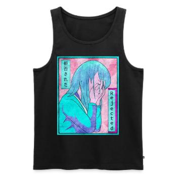 Sad Anime Girl Vaporwave Esthétique amincie - Débardeur bio Premium Homme - noir - Devant - AI Model Male 178 light (178cm)