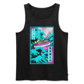 Ramen Kanagawa Wave Vaporwave Aesthetic Taste - Men's Premium Organic Tank Top - black - Front - AI Model Male 178 light (178cm)