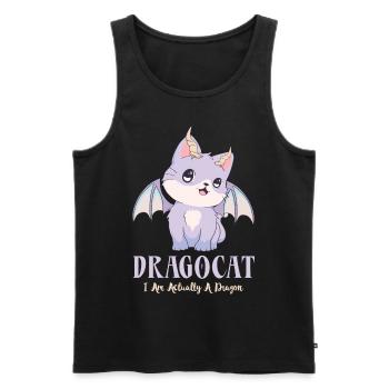 Kawaii Cat Dragocat Je suis en fait un dragon - Débardeur bio Premium Homme - noir - Devant - Michal (187cm)