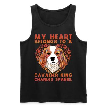 My Heart belongs to a Cavalier King Charles Spanie - Männer Premium Bio Tank Top - Schwarz - Vorne - AI Model Male 178 light (178cm)