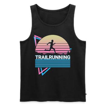 Trail Running Trail Runner Retro - Männer Premium Bio Tank Top - Schwarz - Vorne - Michal (187cm)