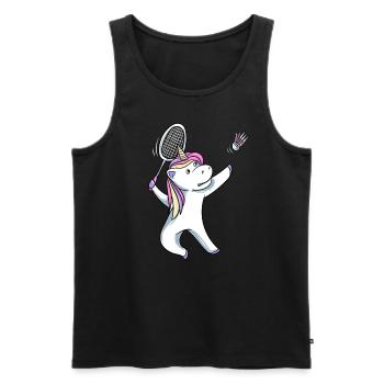Einhorn Badminton - Männer Premium Bio Tank Top - Schwarz - Vorne - Michal (187cm)
