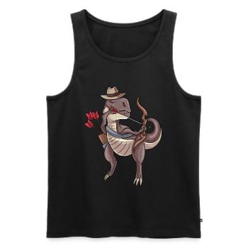Bogenschießen Dinosaurier - Männer Premium Bio Tank Top - Schwarz - Vorne - Michal (187cm)