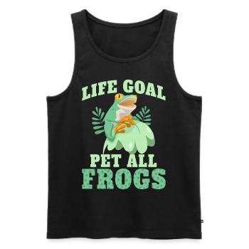 Funny Frog Life Goal PetTing All Frogs - Men's Premium Organic Tank Top - black - Front - AI Model Male 178 light (178cm)