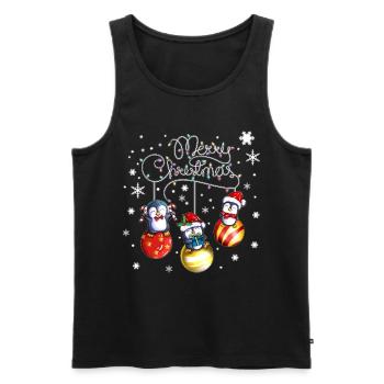 Merry Christmas Penguin Christmas Balls Xmas - Men's Premium Organic Tank Top - black - Front - Michal (187cm)