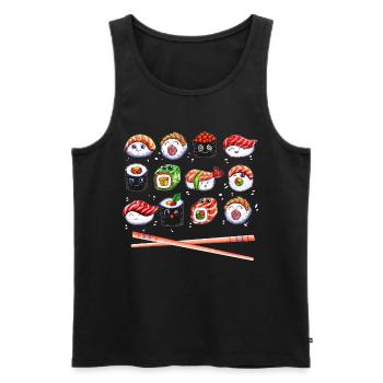 Japanische Sushi Kawaii Aisa Küche Reis Fisch - Männer Premium Bio Tank Top - Schwarz - Vorne - AI Model Male 178 light (178cm)