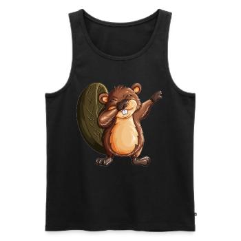 Biber Tanz Tänzer Biber macht Dabbing Kostüm - Männer Premium Bio Tank Top - Schwarz - Vorne - AI Model Male 178 light (178cm)