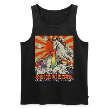 Kaiju Einhorn Kanagawa Welle Kaijunicorn - Männer Premium Bio Tank Top - Schwarz - Vorne - Michal (187cm)