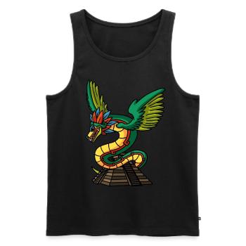 Quetzalcoatl Aztec Serpent Mayan Temple Inca - Men's Premium Organic Tank Top - black - Front - AI Model Male 178 light (178cm)
