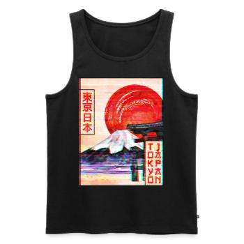 Berg Fuji Tokio Japan Vaporwave Ästhetik - Männer Premium Bio Tank Top - Schwarz - Vorne - AI Model Male 178 light (178cm)
