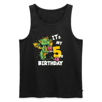 Dragon Vert 5ème Anniversaire - Débardeur bio Premium Homme - noir - Devant - Michal (187cm)