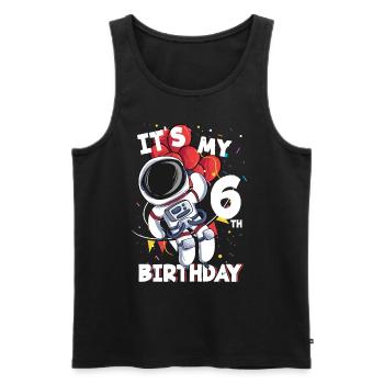 Astronaute 6e anniversaire - Débardeur bio Premium Homme - noir - Devant - Michal (187cm)