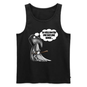 So viele Idioten und nur eine Sense Sensenmann - Männer Premium Bio Tank Top - Schwarz - Vorne - Michal (187cm)