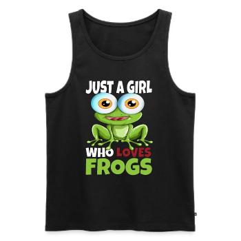 Juste une fille qui aime les grenouilles Frog quakfrosch - Débardeur bio Premium Homme - noir - Devant - Michal (187cm)