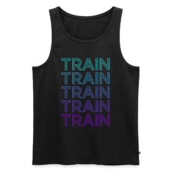 Train Railway Locomotive Retro - Men's Premium Organic Tank Top - black - Front - AI Model Male 178 light (178cm)
